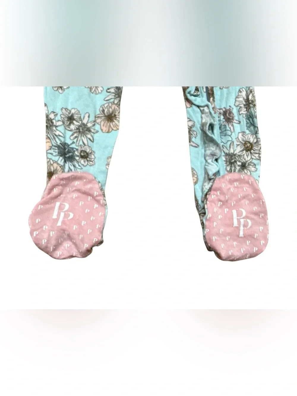 Posh Peanut Baby Girl Bamboo Boho Floral Footed Zippy Size 6-9 Months Blue/Pink